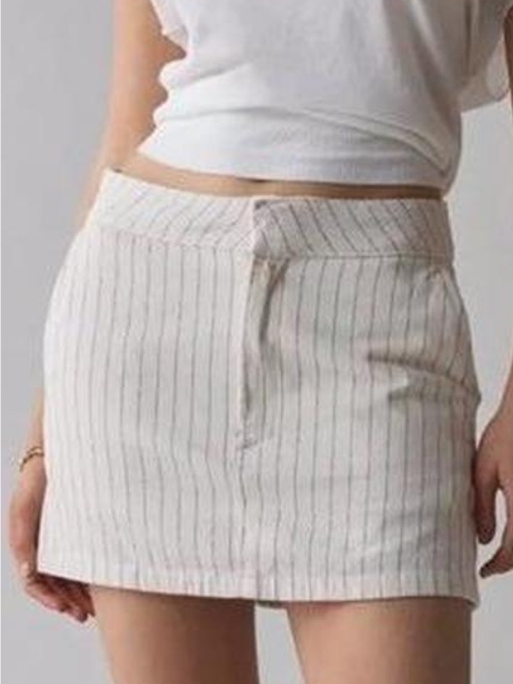 Dickies Cream Mini Skirt with Thin Red Pinstripes